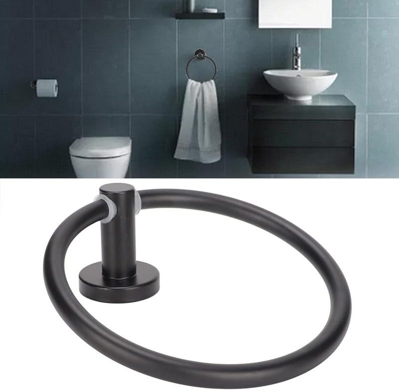 Matte Black Aluminum Round Towel Holder For Modern Balcony Space - Image 3
