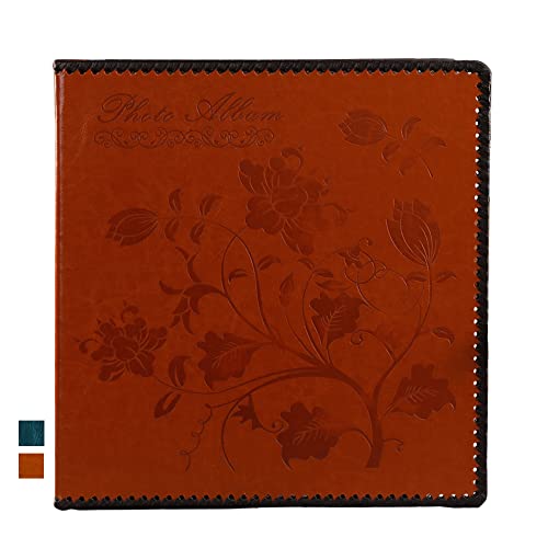 Totocan Photo Album Self Adhesive Pages, Large Self-Stick Page Picture Album Leather Vintage Inspired Cover, Hand Made DIY Albums Holds 3X5, 4X6, 5X7, 6X8, 8X10 Photos (11.6"x10.8" 40pgs, RedBrown) - Image 1