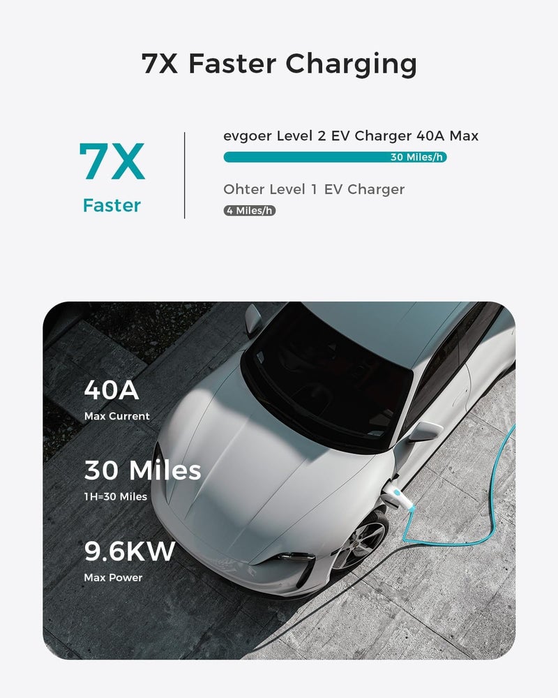 EG evgoer شاحن EV من EG evgoer المستوى 2، 40A 240V محطة شحن محمولة مع تيار قابل للتعديل - Image 2