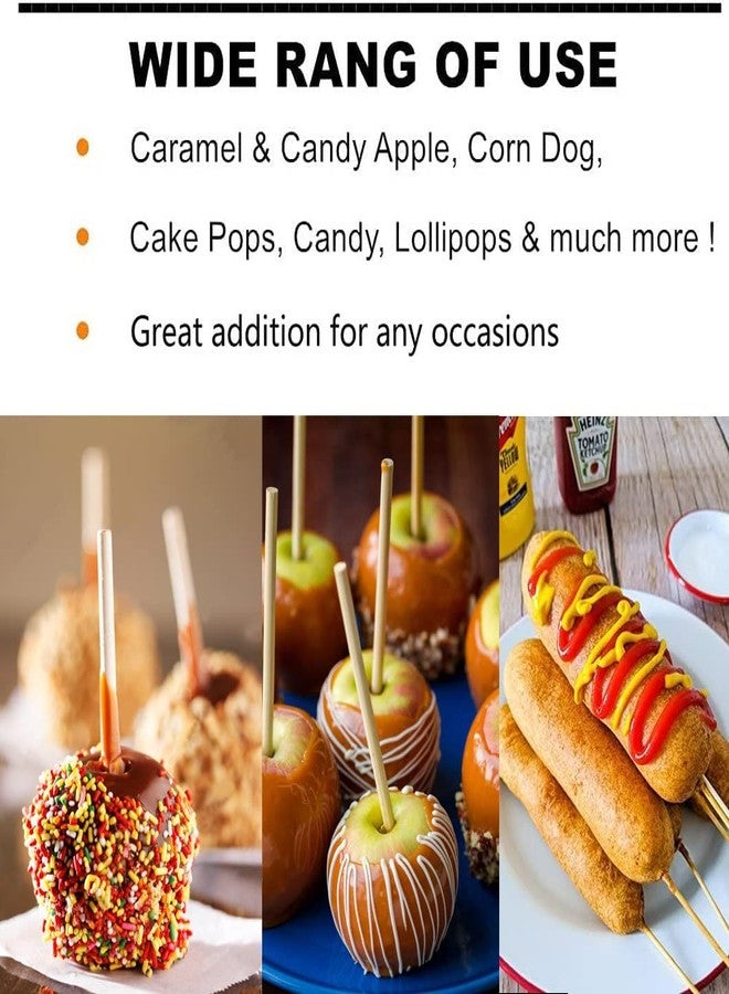YESTOO 150 pcs Thick Candy Apple Sticks,Caramel Apple Sticks,5.5 Inch Long, 5mm Thick,Semi Point, Bamboo Skewers for Corn Dog, Corn Cob, Kabob, Lollipop, Grill - Image 4