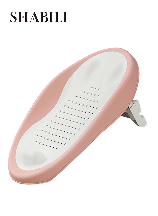 شبيلي مقعد استحمام للحوض للأطفال مصنوع من البلاستيك مع تصريف سريع، دعم سيليكون ناعم غير قابل للانزلاق بثلاث نقاط ثبات مريحة، كرسي حمام قابل للطي للرضع والأطفال الصغار للاستخدام في الحمام أو غرفة الدش - Image 1