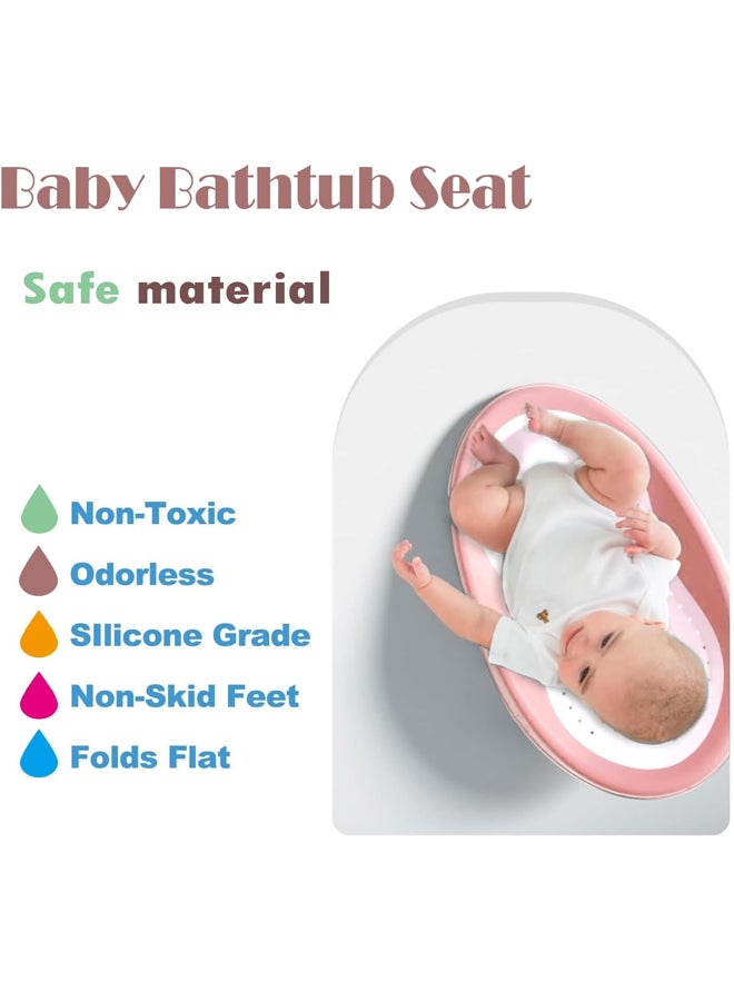شبيلي مقعد استحمام للحوض للأطفال مصنوع من البلاستيك مع تصريف سريع، دعم سيليكون ناعم غير قابل للانزلاق بثلاث نقاط ثبات مريحة، كرسي حمام قابل للطي للرضع والأطفال الصغار للاستخدام في الحمام أو غرفة الدش - Image 2