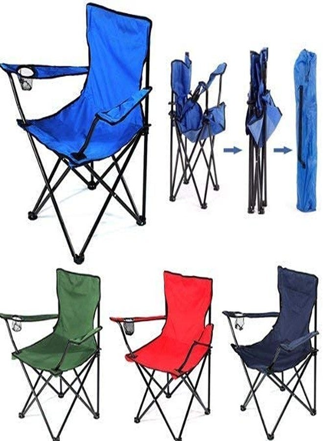 Saiyam Portable Folding Chair with Arm Rest and Cup Holder with Carrying Bag for Camping Travelling Lawn Patio Fishing Garden Beach Picnic Outdoor Foldable Chair (Multicolor) - Image 3