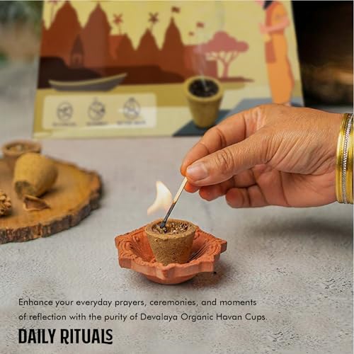 DEVALAYA Sambrani Havan Cups for Pooja (72 Cups, Pack of 6 Box), 100% Organic & Charcoal-Free, Infused with Orignal Guggal & Natural Loban, Hawan Samagri & Bhimseni Kapoor, No Artificial Scent - Image 5