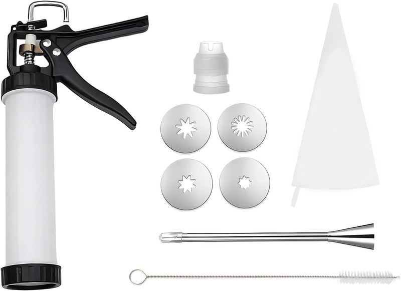 Manual Pastry Maker, 51 fl oz / 1.5 L Dough Pastry Maker Machine Set with 4 Nozzles, Filling Tip, Brush and Uncomplicated Handle - Image 1
