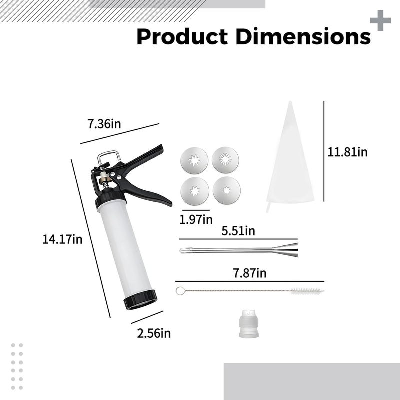 Manual Pastry Maker, 51 fl oz / 1.5 L Dough Pastry Maker Machine Set with 4 Nozzles, Filling Tip, Brush and Uncomplicated Handle - Image 5