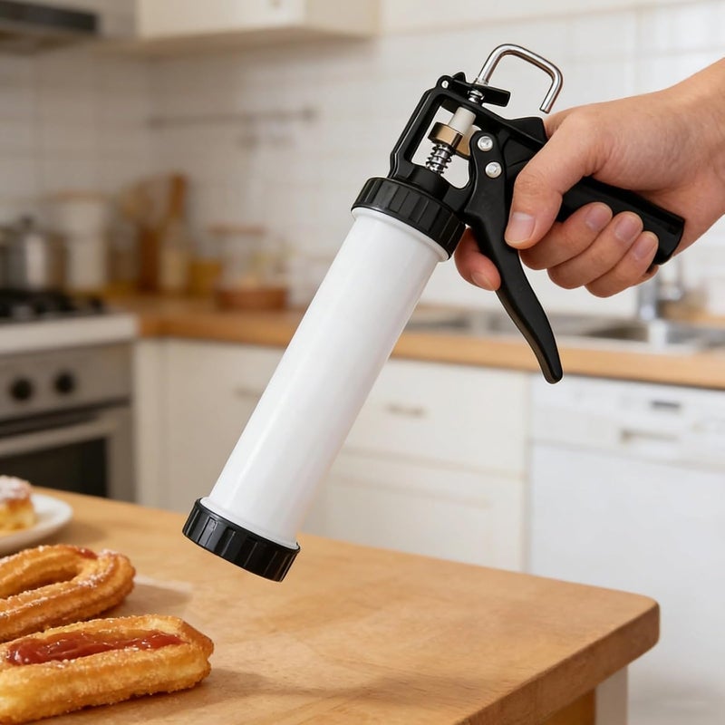 Manual Pastry Maker, 51 fl oz / 1.5 L Dough Pastry Maker Machine Set with 4 Nozzles, Filling Tip, Brush and Uncomplicated Handle - Image 3