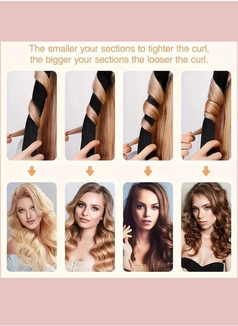 [Black]Satin Non Heat Curling Set Curler Suitable for Non Heat Curling, Sleeping with Non Heat Curler for Overnight, Curling Stick Headband