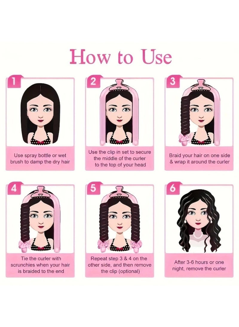Generic - [Black]Satin Non Heat Curling Set Curler Suitable for Non Heat Curling, Sleeping with Non Heat Curler for Overnight, Curling Stick Headband - Image 1