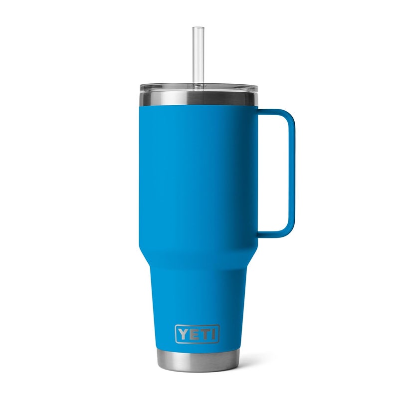 YETI Rambler 42 oz Tumbler with Handle and Straw Lid, Travel Mug Water Tumbler, Vacuum Insulated Cup with Handle, Stainless Steel, Big Wave Blue - Image 3