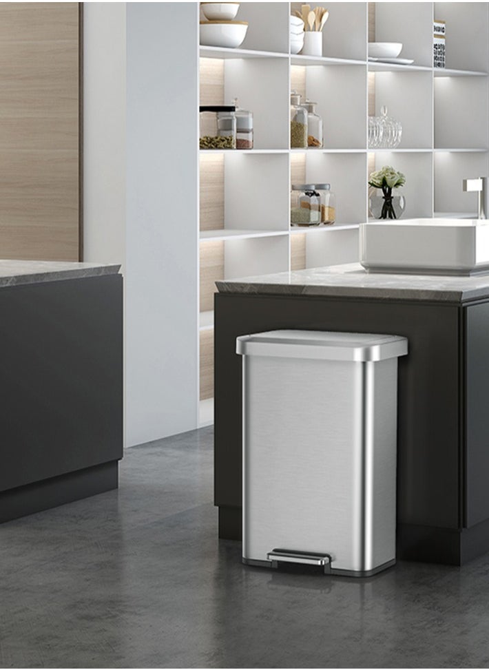 EKO COZY SERIES | Brushed Stainless Steel Finish | Soft-Closing | Fingerprint-Resistant | Step Trash Bin | Versatile For Homes & Communal Areas | 45L  - Image 2