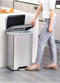 EKO COZY SERIES | Brushed Stainless Steel Finish | Soft-Closing | Fingerprint-Resistant | Step Trash Bin | Versatile For Homes & Communal Areas | 45L  - Image 4