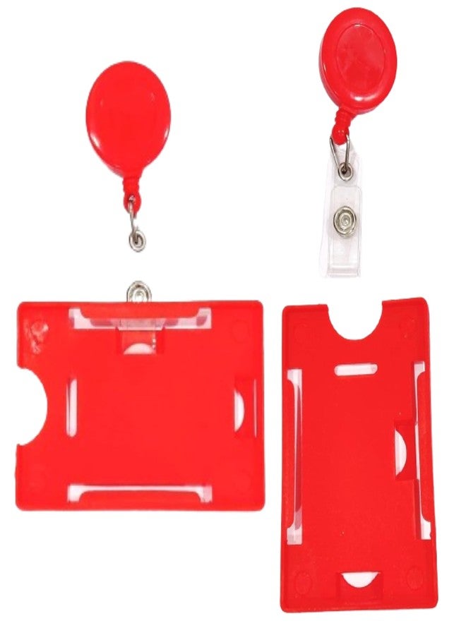 ANG Combo Pack of Identity Card Holder with Retractable Badge Pulley (Red) (Made in India) - Image 2