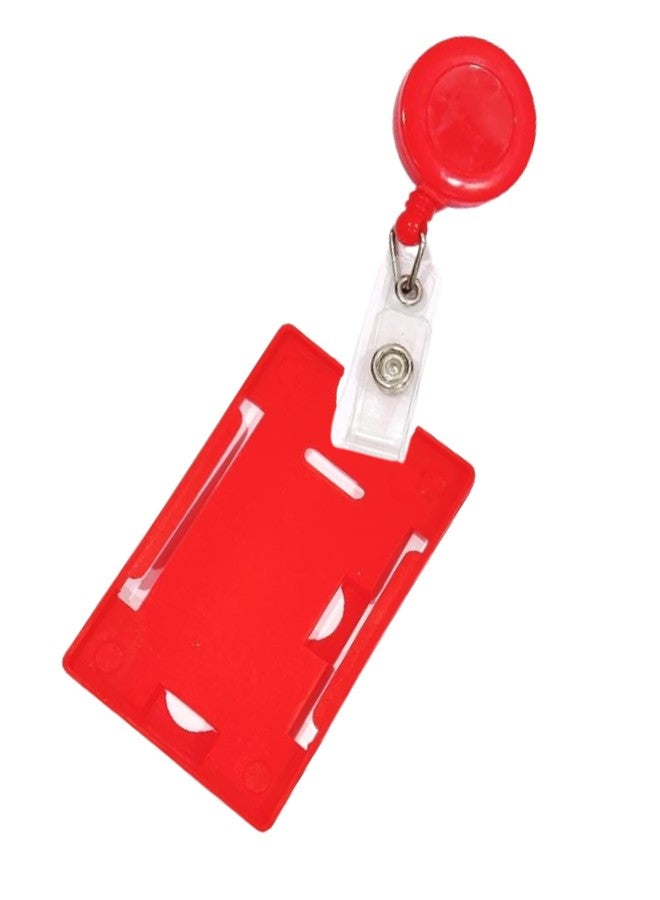 ANG Combo Pack of Identity Card Holder with Retractable Badge Pulley (Red) (Made in India) - Image 1