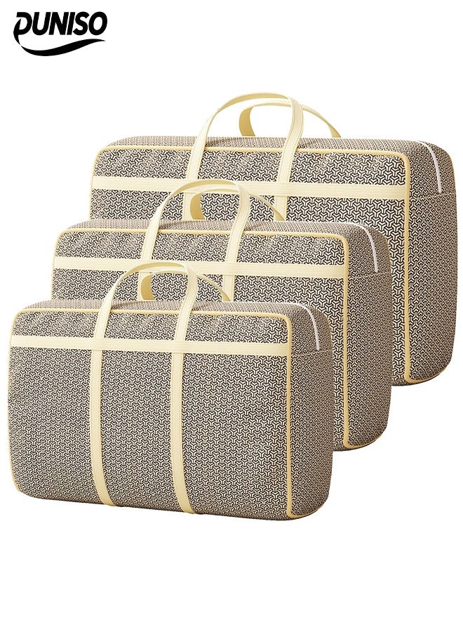 DUNISO 3 Pcs Large Clothes Storage Bag，Waterproof Moving Tote Bag，Non Woven Fabric Foldable Storage Containers，With Zipper And Transparent Windows，Dustproof,Moisture Proof，for Blankets and Quilts, Bedding, Sweater, Pillow - Image 1
