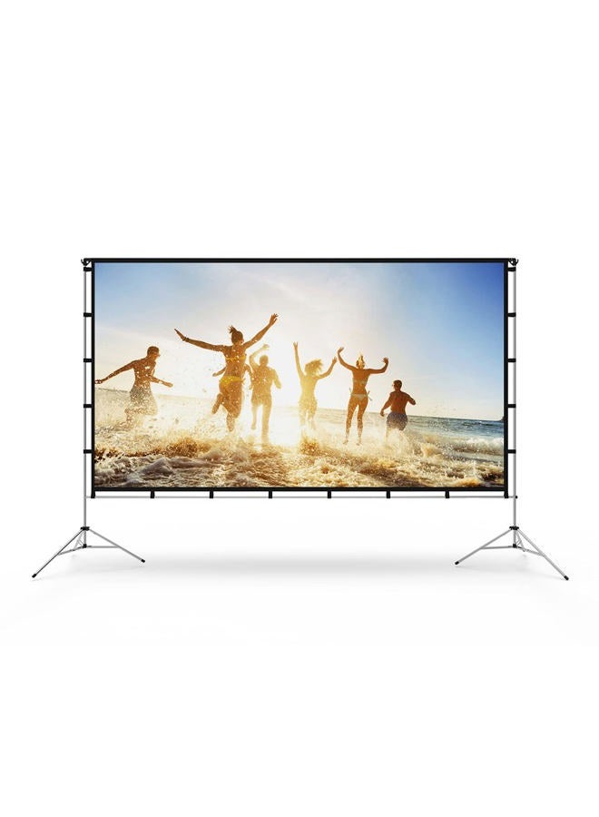 Vamvo Projector Screen with Stand, Vamvo 100 inch Portable Foldable Projection Screen with Aluminum Alloy Stand Outdoor Movie Screens with Carrying Bag for Home Theater Camping and Recreational Events - Image 1