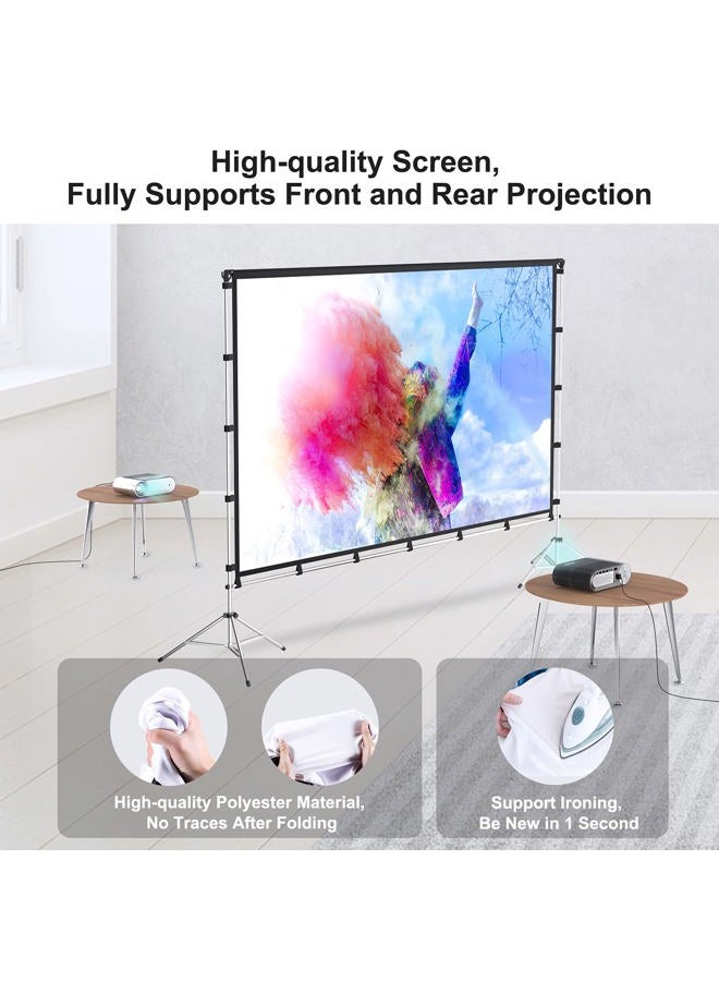 Vamvo Projector Screen with Stand, Vamvo 100 inch Portable Foldable Projection Screen with Aluminum Alloy Stand Outdoor Movie Screens with Carrying Bag for Home Theater Camping and Recreational Events - Image 3