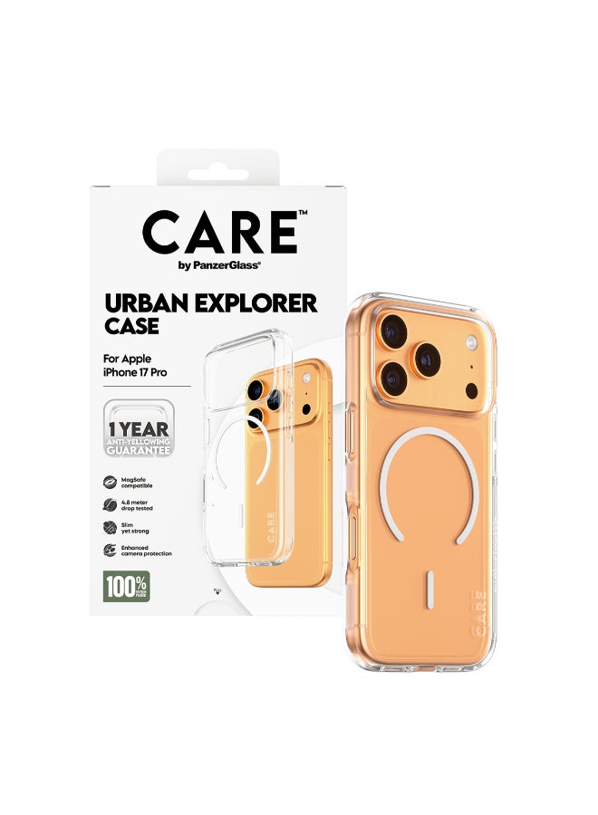 PanzerGlass حافظة آيفون 17 برو ماغسيف مستكشف حضري | غطاء حماية من السقوط بارتفاع 15 قدم، مضاد للاصفرار، تصميم نحيف، حافة كاميرا مرتفعة، متوافق مع ماغسيف - حلقة ماغسيف بيضاء - Image 5