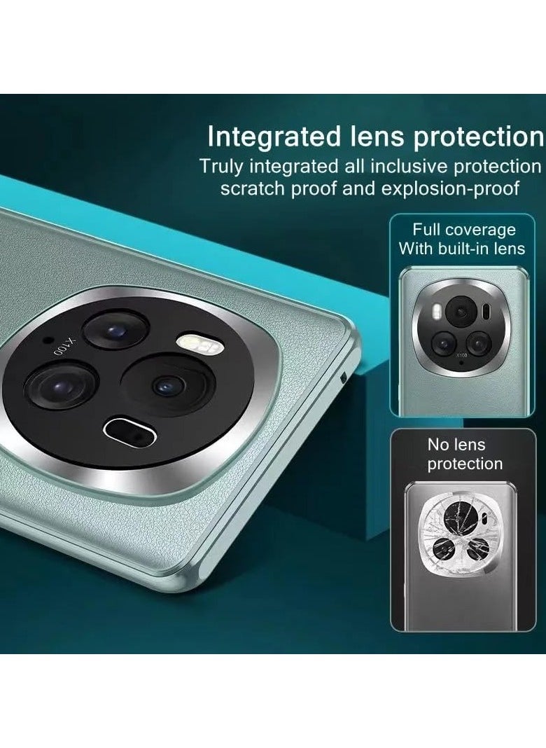 General Case Compatible with Honor Magic 6 Pro, Plain Leather Magnetic Adsorption Protective Cover Full Lens Protection Cover for Honor Magic 6 Pro  - Image 2