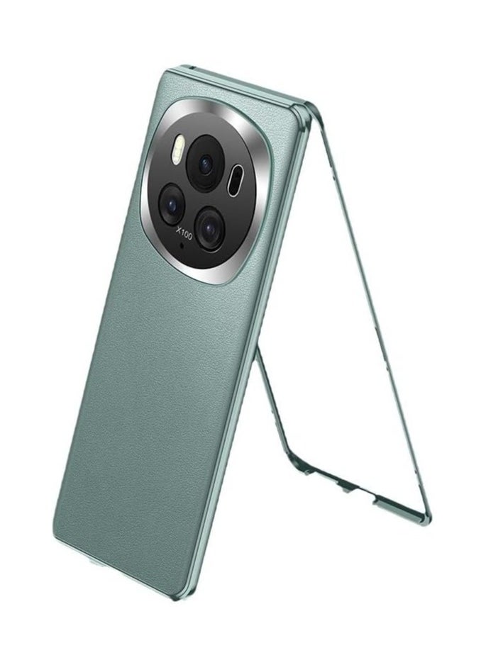 General Case Compatible with Honor Magic 6 Pro, Plain Leather Magnetic Adsorption Protective Cover Full Lens Protection Cover for Honor Magic 6 Pro  - Image 4