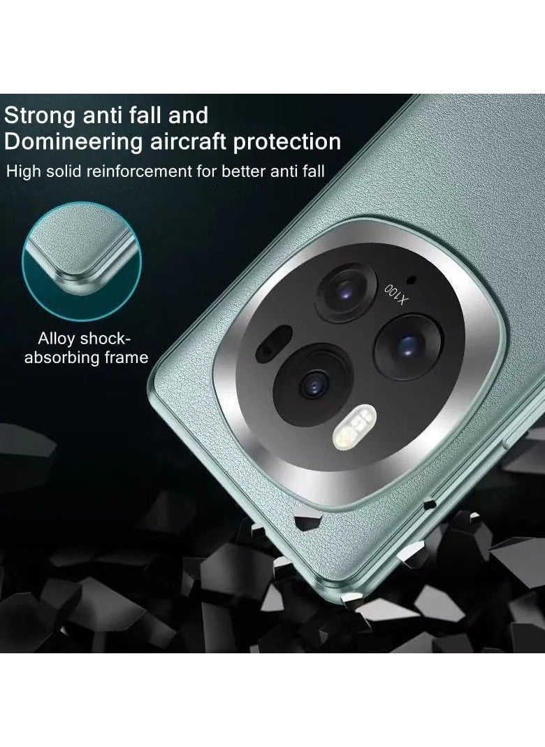 General Case Compatible with Honor Magic 6 Pro, Plain Leather Magnetic Adsorption Protective Cover Full Lens Protection Cover for Honor Magic 6 Pro  - Image 3