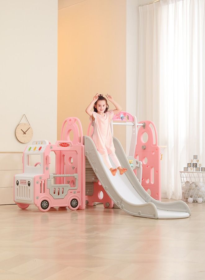 JSAITOYS Children Bus Style Indoor Playground Baby Multifunctional Toys Colorful Plastic Swing Slide  - Image 1