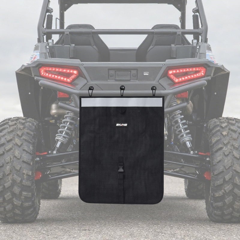 Ehaho UTV ATV Mesh Trash Bag with Reflective Strip, Universal Off-Road Trash Organizer, Large Mesh Sack with Carabiners, Fits Polaris RZR,Can-Am,CFMOTO,Arctic Cat,Pioneer,Golf Cart(Black) - Image 1