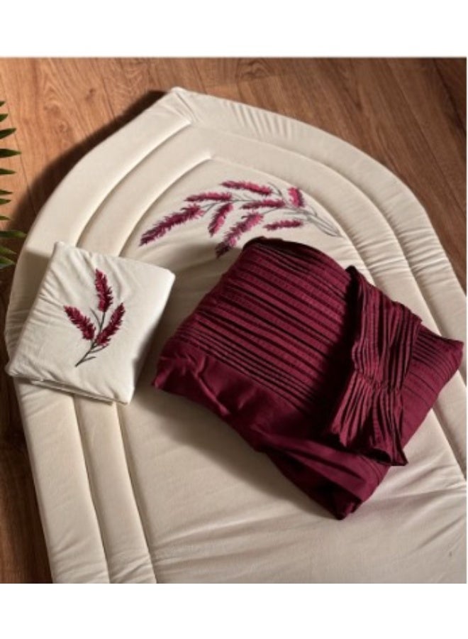 طقم سجادة صلاة إسطنبول نسائي مع ملاءة صلاة مطابقة، تصميم مطرز أنيق، ناعم وخفيف الوزن. طقم صلاة متكامل يتضمن سجادة ناعمة وملاءة صلاة مطابقة للنساء. - Image 2