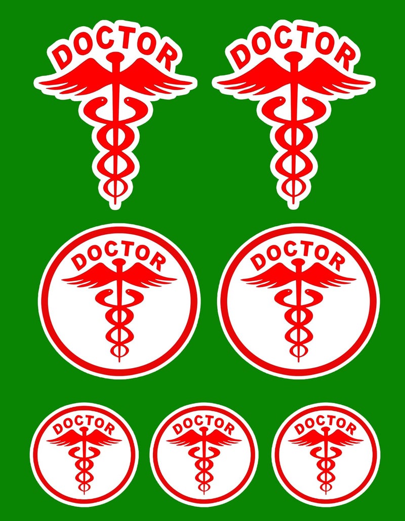 Deep Print Mart Doctor Sticker Logo (Pack of 7) for Car & Bike - Vinyl, Waterproof, Self-Adhesive Sticker - Image 5
