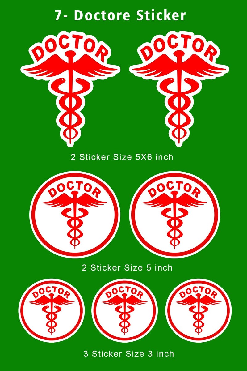 Deep Print Mart Doctor Sticker Logo (Pack of 7) for Car & Bike - Vinyl, Waterproof, Self-Adhesive Sticker - Image 2