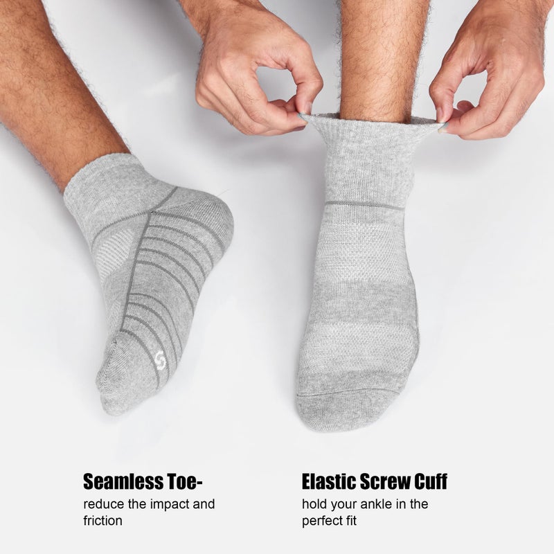 Lapulas Athletic Quarter Socks for Men Women, Cotton Mesh, Cushioned Arch Support, Non-Slip Running Ankle Design, 6 Pack - Image 4