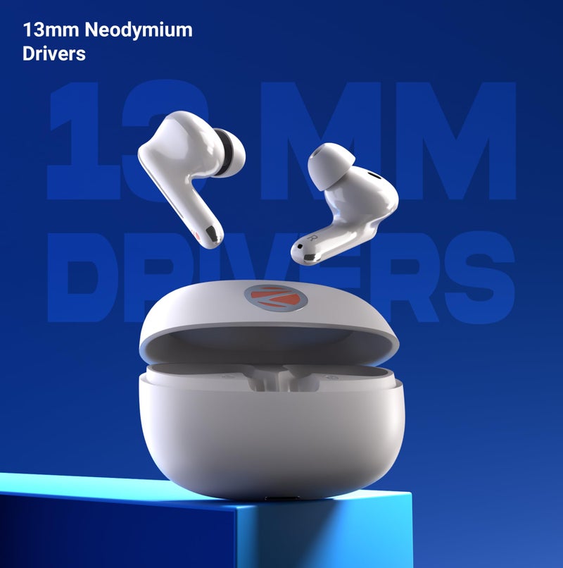 Zebronics in-Ear Wireless Earbuds, 50dB Hybrid ANC, Upto 27 Hrs Backup, Transparency Mode, 13mm Neodymium Magnet Drivers, 3 EQ Modes, Low-Latency Gaming, Quad Mic, BT v6.0 (Monk Pro, Grey) - Image 2