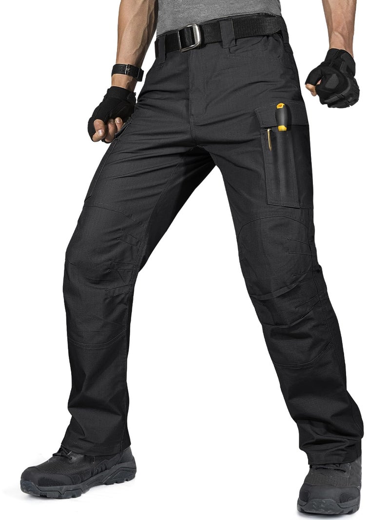 FREE SOLDIER Mens Cargo Pants Lightweight Work Pants for Men Water Resistant Tactical Pants with Pockets for Hiking Outdoor（Black34Wx30L） - Image 1