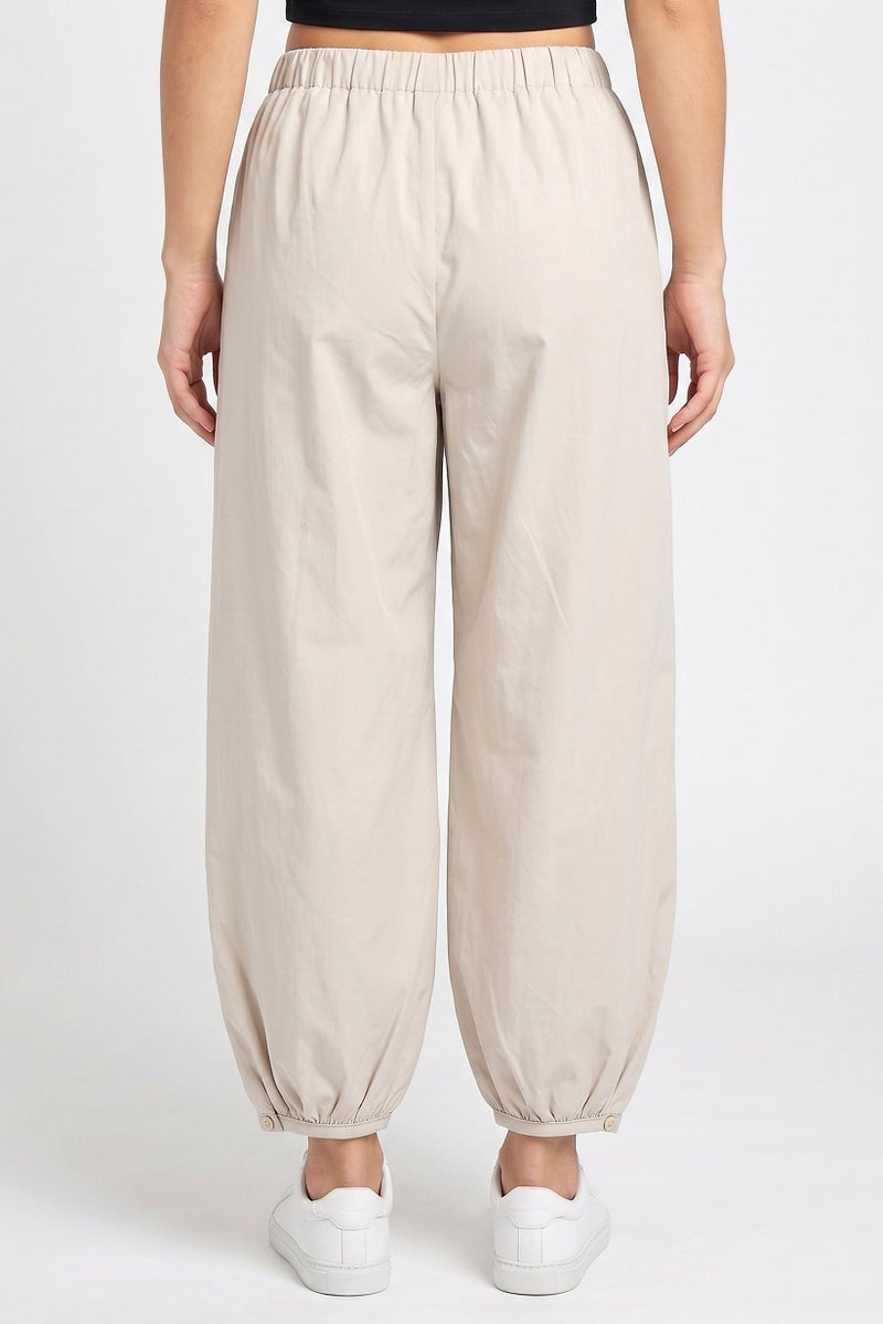 Threadbare Women Balloon Fit Solid Track Pants, Beige - Image 4
