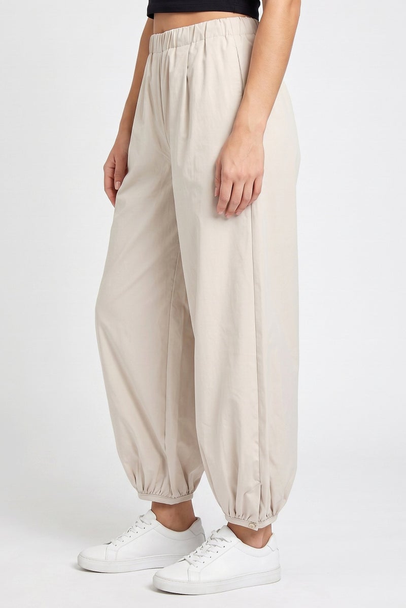 Threadbare Women Balloon Fit Solid Track Pants, Beige - Image 3