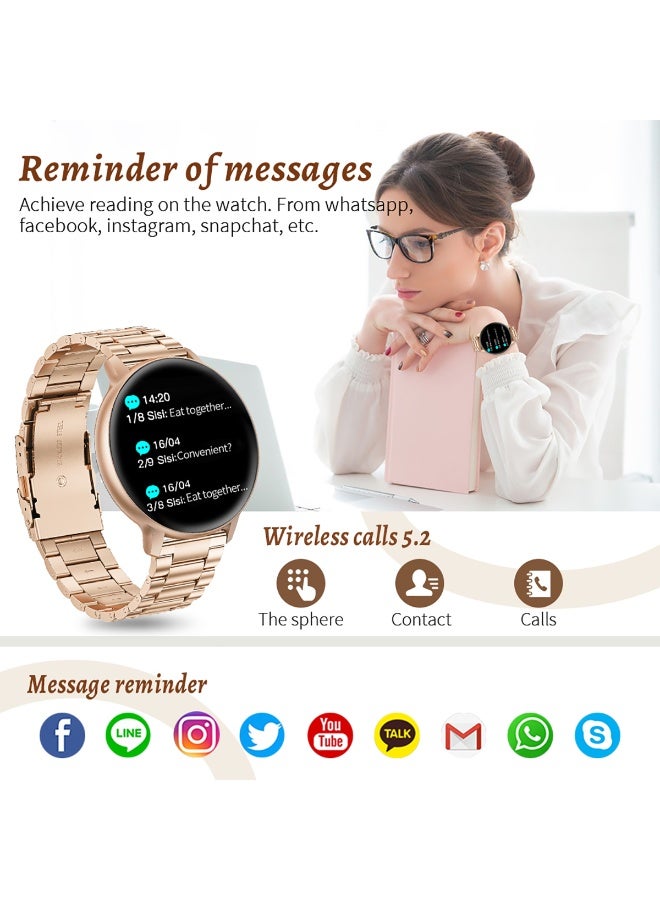 LIGE Elegant Simplicity Smart Watch for Women,1.39 Inch IPS Full Touch Screen Wireless Calling, IP67 Waterproof, Sports Tracker, Health/Heart Rate/Sleep Monitoring Smart Watches,Suitable for Ladies with Stainless Steel Rose Gold Strap,Compatible with iOS and Android Phones - Image 4