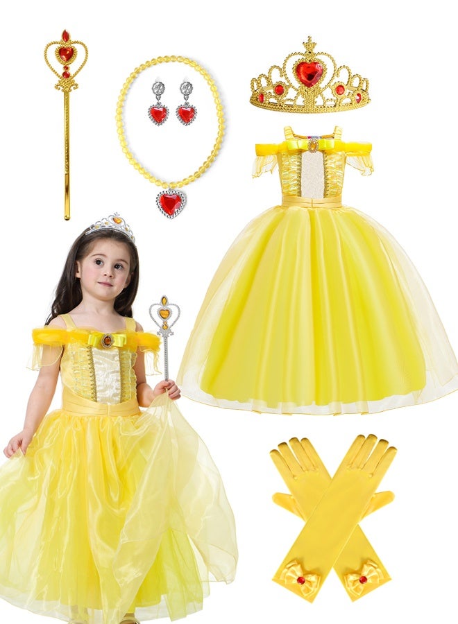 6-Piece Belle Princess Costume And Many More Accessories Sets Yellow 3-9 Years - Image 1