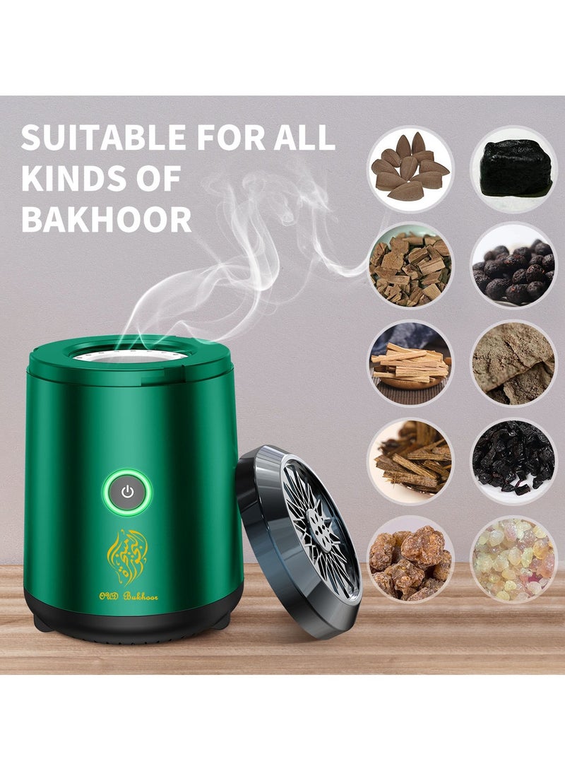 بخور مبخرة صغيرة محمولة | موزع بخور وعود كهربائي قابل للشحن عبر USB | حامل بخور عربي، جهاز مبخر للمنزل والمكتب والسفر والسيارة، عطر أخضر - Image 3