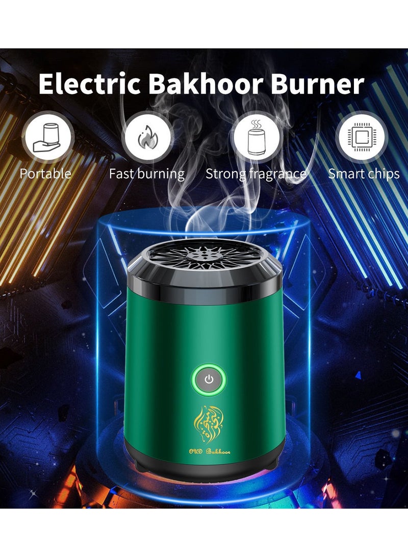 بخور مبخرة صغيرة محمولة | موزع بخور وعود كهربائي قابل للشحن عبر USB | حامل بخور عربي، جهاز مبخر للمنزل والمكتب والسفر والسيارة، عطر أخضر - Image 4