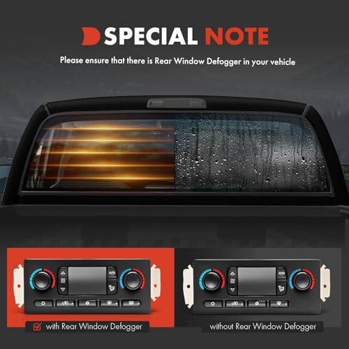 A-Premium Automatic Climate Control Module A/C & Heater Control Panel Compatible with Chevy, GMC & Cadillac - 2005 2006 2007 Silverado 1500, Sierra 1500, Tahoe, Yukon - with Rear Window Defogger - Image 5