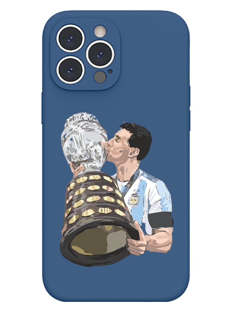 Theodor Protective Slim Fit Case Liquid Silicone Cover with Full Body Protection Anti-Scratch Shockproof Case For iPhone 15 Pro Blue  - Mickey Kissing - Image 1