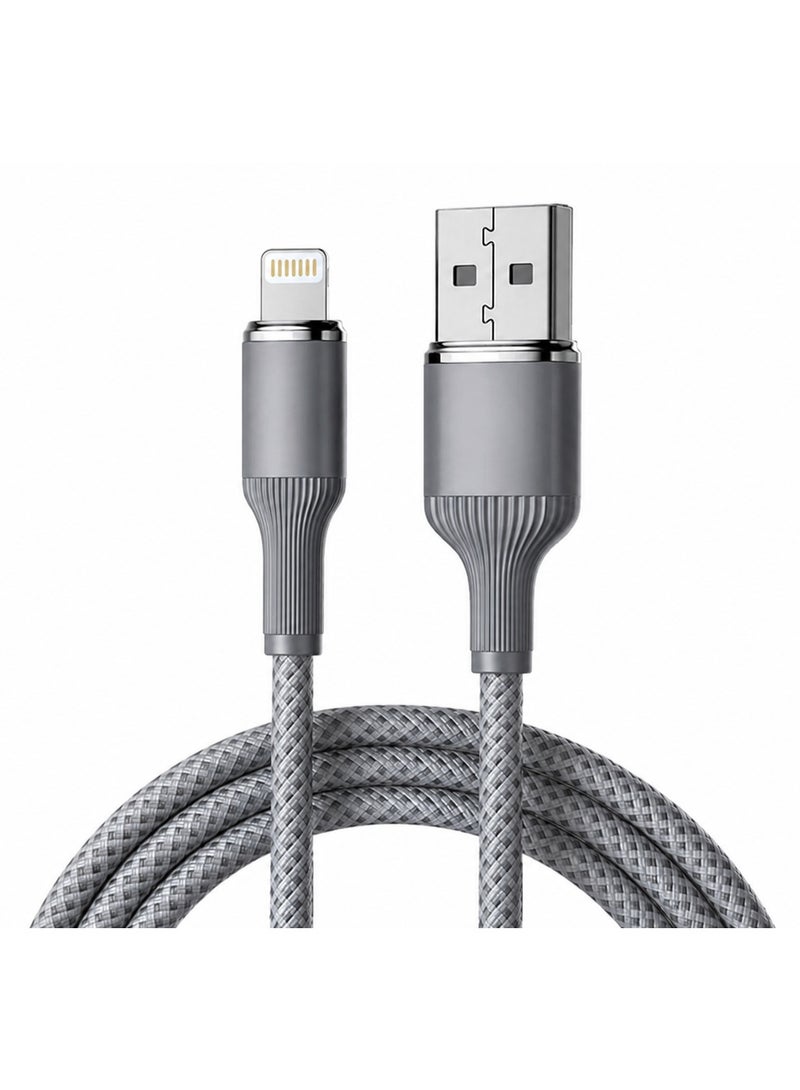 كابل شحن سريع USB-A إلى Lightning، سلك مضفر فاخر من سبائك التنجستن، متين ومقاوم للأكسدة - Image 1