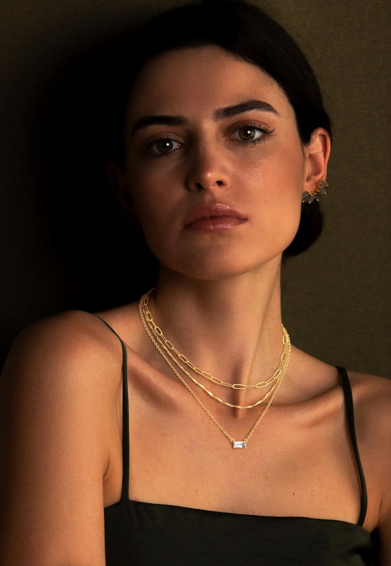 BERISO 14K Gold Plated Layered Necklace for Women, 3 Layer Dainty Gold Necklace with Minimalist Pendant, Elegant Everyday Gold Jewelry Gift - Image 5