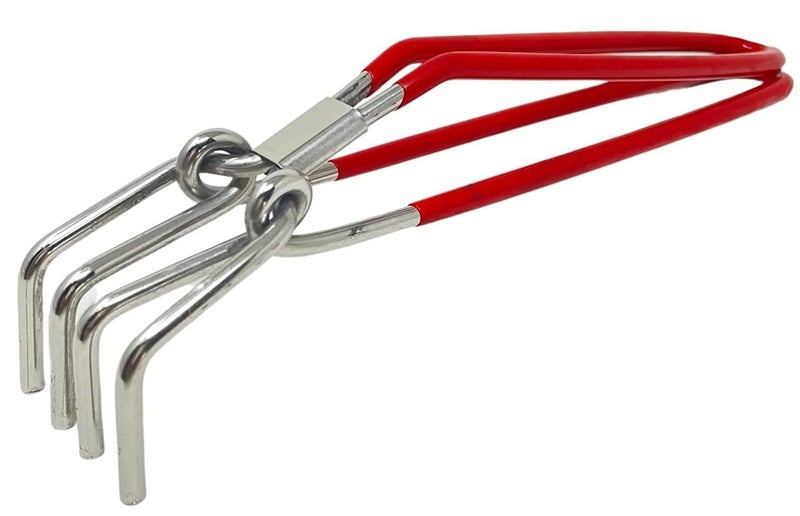 Dynore Stainless Steel Red Vinyl Coated Pakkad/Wire Tong/Kitchen Tong - Image 1
