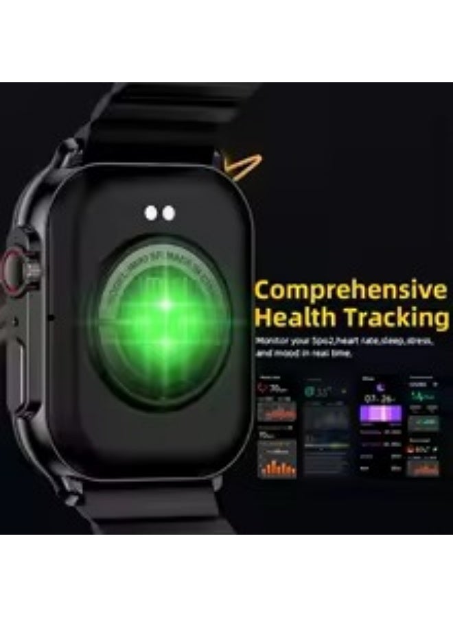 Imiki SF1 Smartwatch – 2.01" AMOLED Display with 1000 Nits Brightness, Bluetooth Calling, 100+ Sports Modes, IP68 Waterproof, Metal Case, Business & Fashion Fitness Watch – Black + Orange Strap  - Image 5