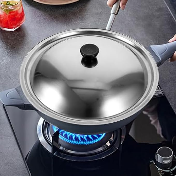 Amosfun 26Cm Universal Stainless Steel Lid For Pots Pans And Skiilets  Round Pot Cover Cookware Lid Replacement With Knob Handle - Image 4