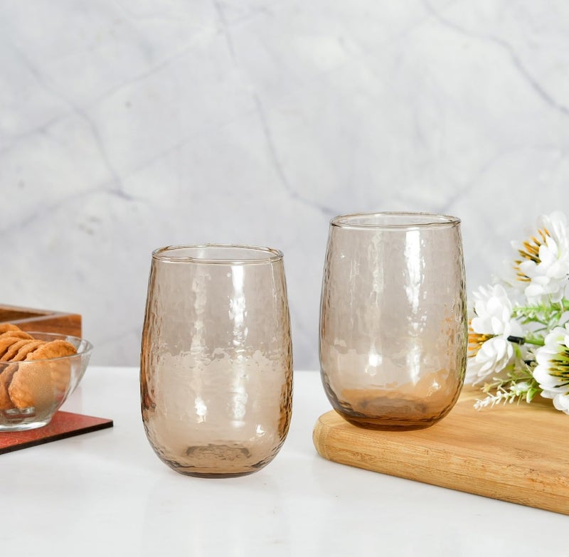 OGGN OGGN Elegant Brown Wine Glass Set of 2 Premium Drinking Glasses for Water Juice Cocktails and Beverages Durable Stylish Glassware for Everyday Use or Special Occasions - Image 1