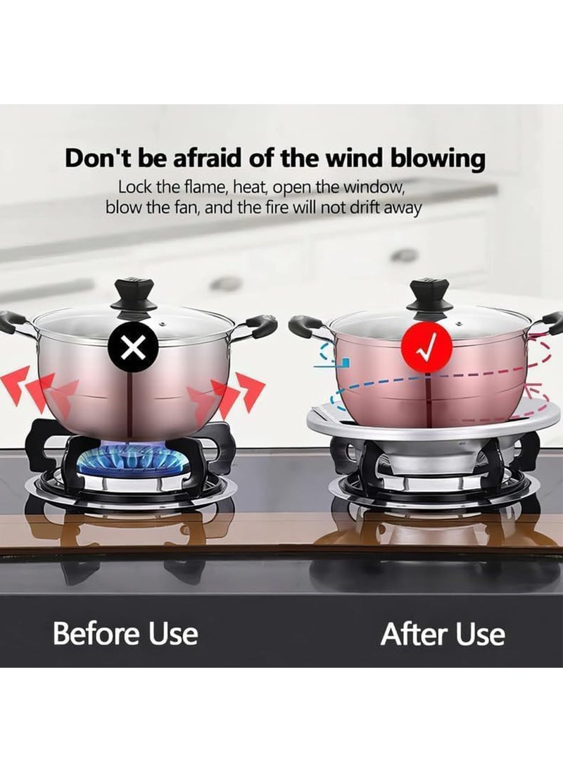 Global Impex Global Impex Silver Gas Saver Burner Stand HighTemp Resistant Windproof AntiRust Universal Fit with 4 Support Legs Free Steel Straw SkidResistant Kitchen Essential Pack of 2  - Image 4