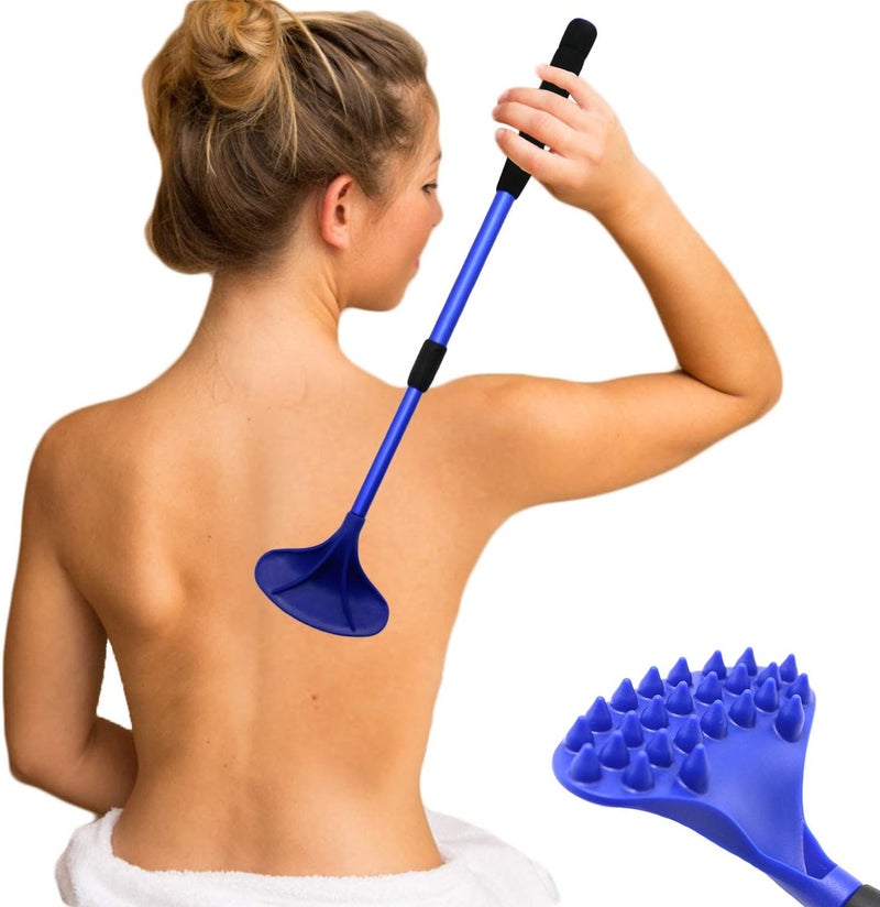 EASACE EASACE Back Scratcher for Women Men Extendable with Strong ABS Massage Head 21inch Body Scratcher for Adults  Pets Compact  RetractableBlue - Image 1