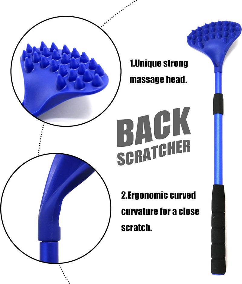 EASACE EASACE Back Scratcher for Women Men Extendable with Strong ABS Massage Head 21inch Body Scratcher for Adults  Pets Compact  RetractableBlue - Image 4